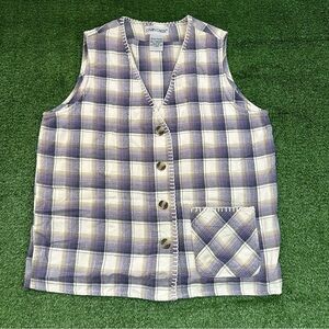 Cabin Creek Plaid Button Up Womens Medium Vest Pockets